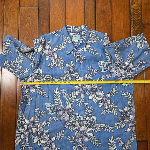REYN SPOONER Shirt Men's 3XL Blue Abstract Floral Hawaiian Lily Full Cut - Picture 7 of 8